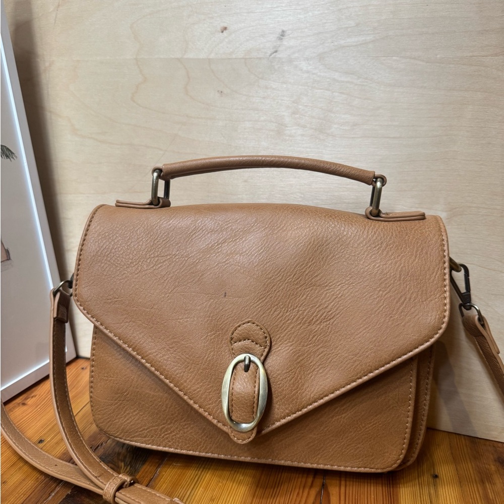 Antik Kraft Tan Top-Handle Satchel with Gold Buckle